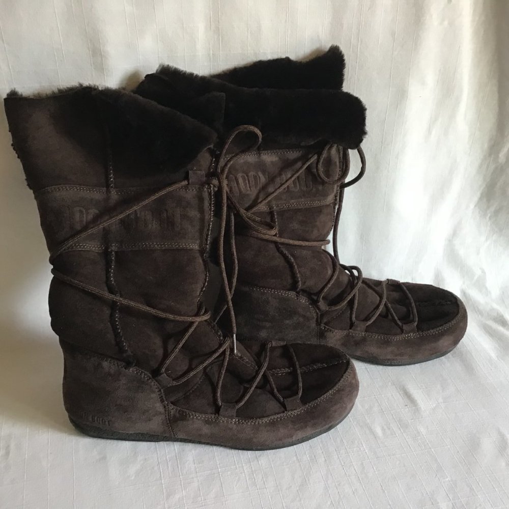 Moon Boot Tecnica Brown Suede Sheep Skin Winter Boots